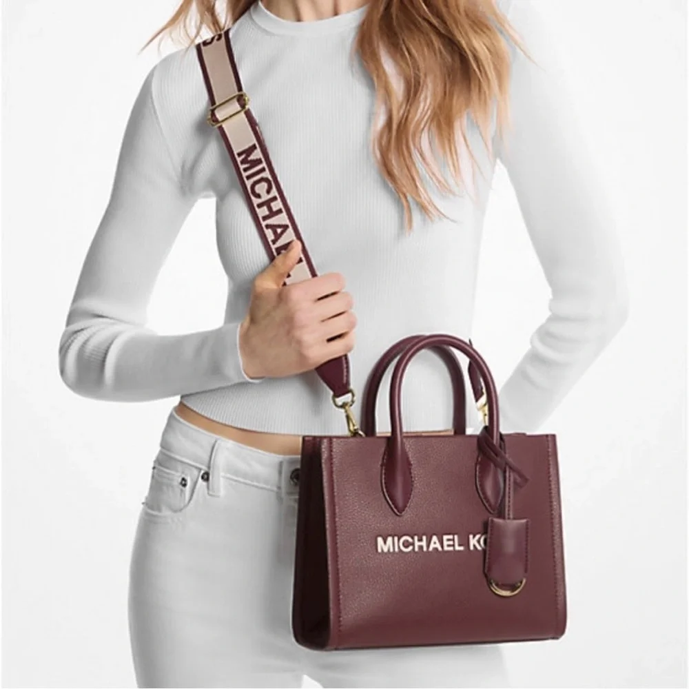 NWT Michael Kors Mirella Small Pebbled Leather Adjustable Crossbody Tote $448